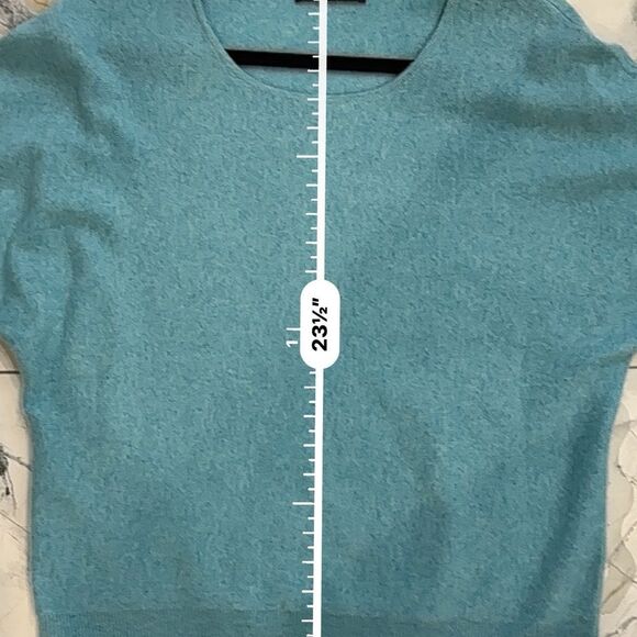 Tahari | L | teal 100% 2 Ply Cashmere Turquoise Pullover Sweater Top - Picture 4 of 7